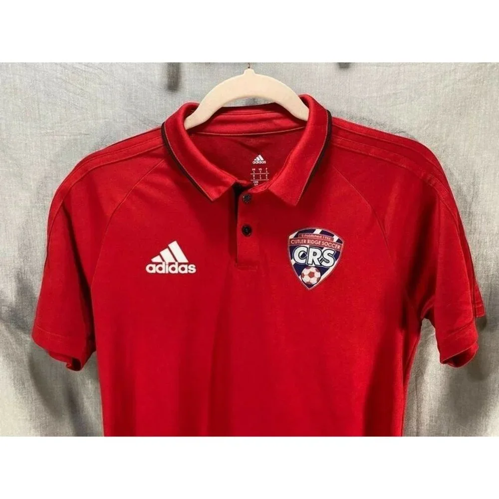 Cutter Ridge Soccer Adidas Polo Shirt Adult Small Red Short Sleeve Pullover Mens
